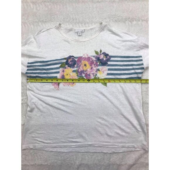 J. Jill Love Linen 3/4 Sleeve Shirt Large White Floral Top - Picture 6 of 7